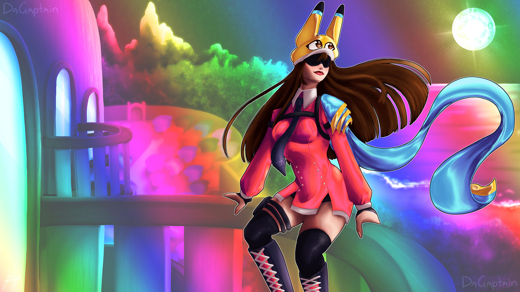 DaGaptain Lore Illustration - Rainbow Background